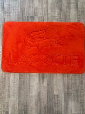 Lacoste Red Plush Bath Mat - Soft Absorbent